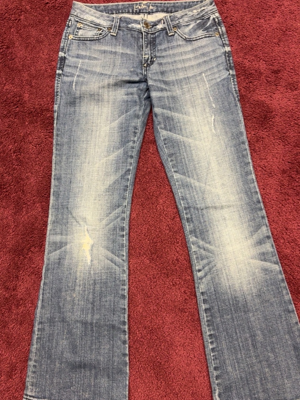 LONDONJEAN Light Blue Flared Distressed Jeans